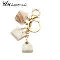 2020 wholesale Bag style acrylic keychain for women mottled pattern key chain